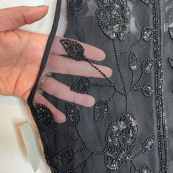 Brillante By JA Vintage Black Silk Sequin Maxi Dress Women’s Size 8 - Picture 10 of 11